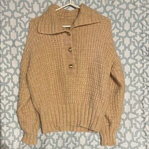 handmade Tan Cowl Neck Sweater